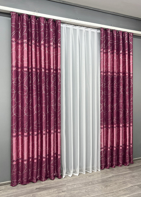 Комплект готовых штор VR-Textil Софт Лиана № 1920ш Малиновый 100х270 см 2 шт (31-988) Киев - изображение 4