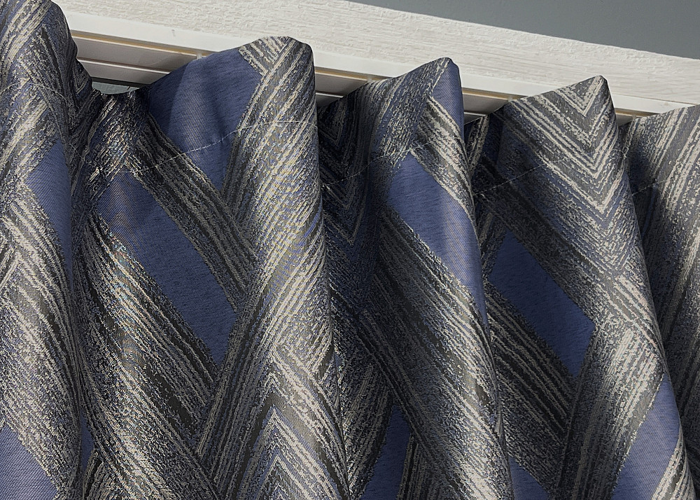 Комплект коротких штор VR-Textil Жакард Mystery № 1627ш Сірий з темно-синім 140х170 см 2 шт (35-0421) Київ - фото 8