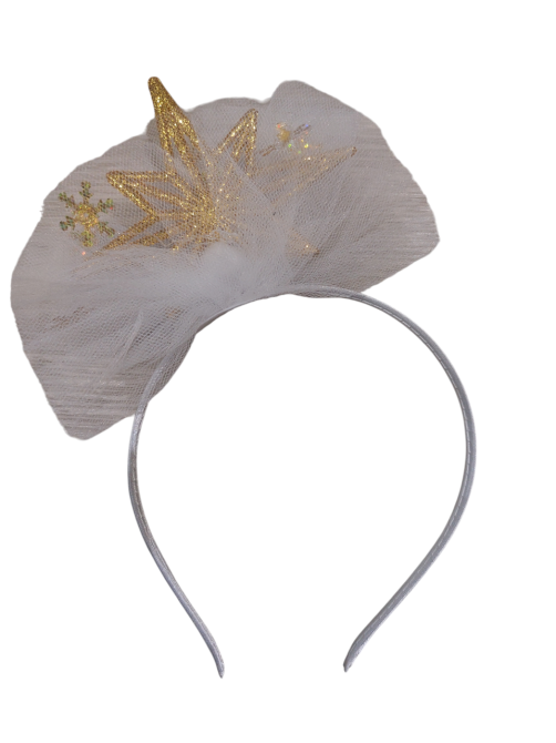 Обруч на новий рік на голову із зіркою one size біло-золотистий Київ - фото 1