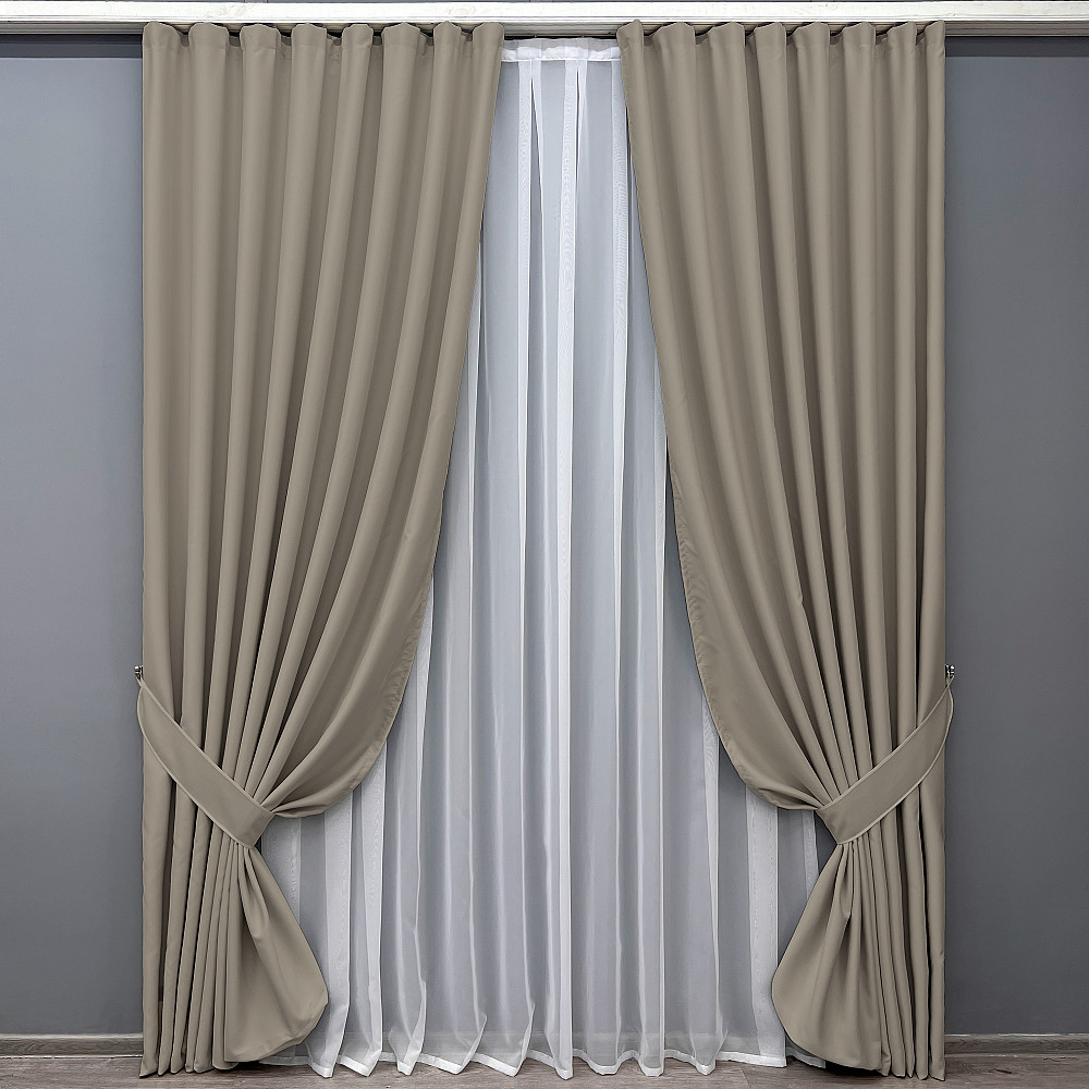 Комплект готовых штор VR-Textil Блэкаут Midnight № 2086ш Тауп 200х290 см 2 шт (32-497) Киев - изображение 2