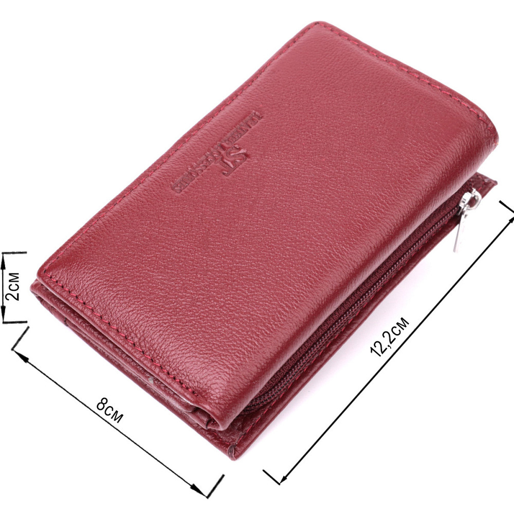 Жіночий шкіряний гаманець у три складання бордовий (ST Leather) Київ - фото 19