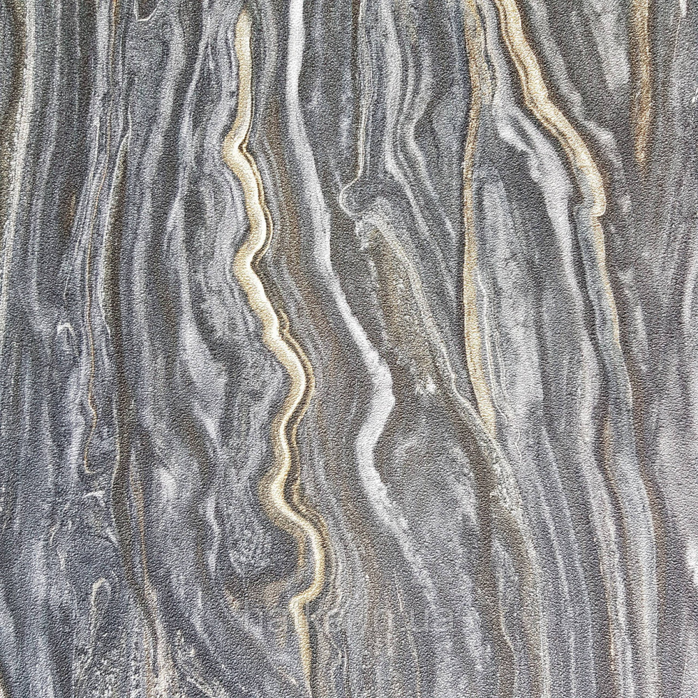 Шпалери метрові вінілові на флізелін дизайнерські Erismann Elle абстракція смуги хвилі чорні сірі золотом Київ - фото 1