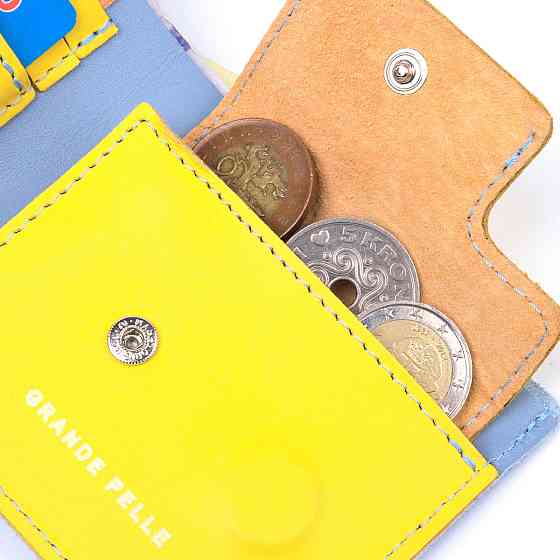 Оригинальное кожаное портмоне в два сложения комби двух цветов Сердце (GRANDE PELLE) Киев