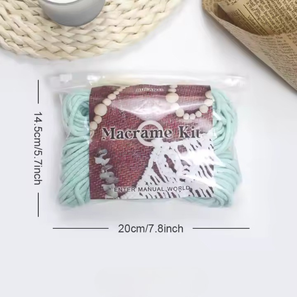 Набор макраме для ручного вязания ажурной плетёной сумки 29х26 см для рукоделия и творчества цвет мятный Каменец-Подольский - изображение 3