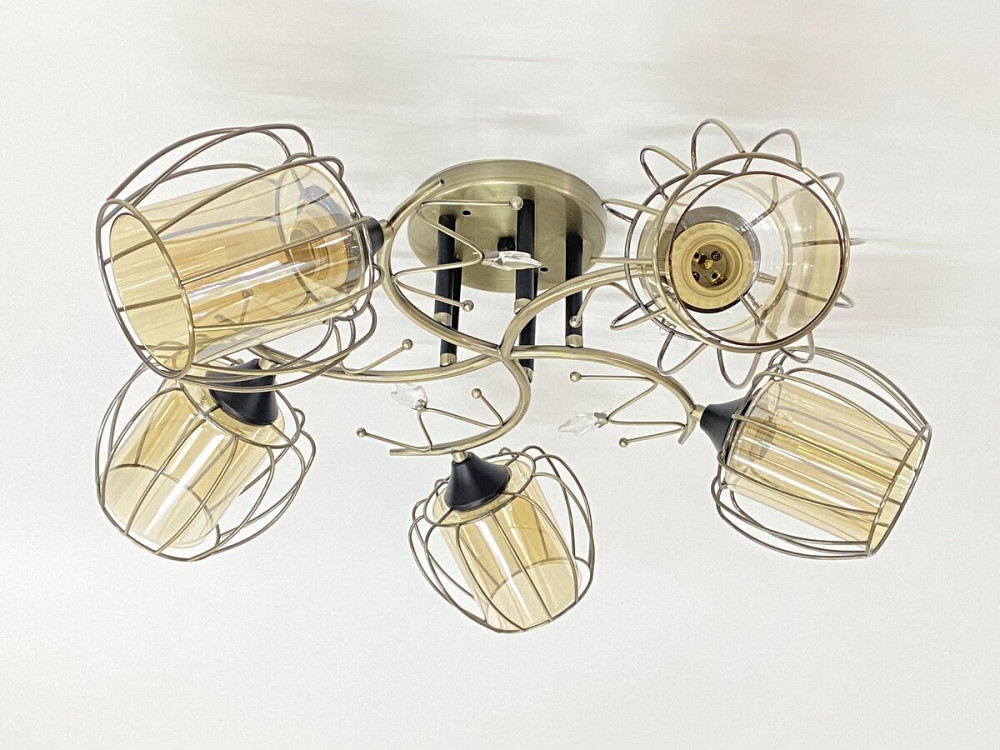 VALESO Стельова люстра на 5 плафонів 91186/5 бронза+чорний Київ - фото 1