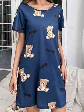 Жіноча повсякденна принтована туніка батал трикотаж. Синий, 52/54 Одеса