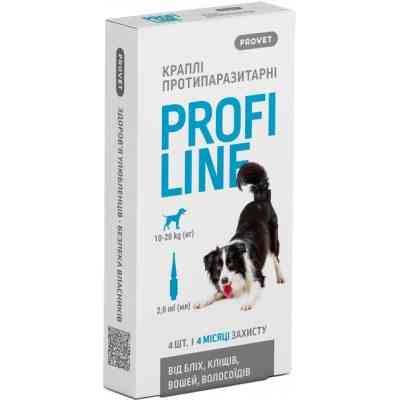 Капли для животных ProVET Profiline инсектоакарицид для собак 10-20 кг 4/2 мл (4823082431038) Винница