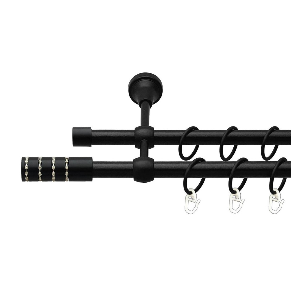 Карниз Orvit Барамелла металевий дворядний литий гладка труба кільце металеве Чорний Оксамит 16\16 мм 120 см (00-00027206) Львів - фото 1