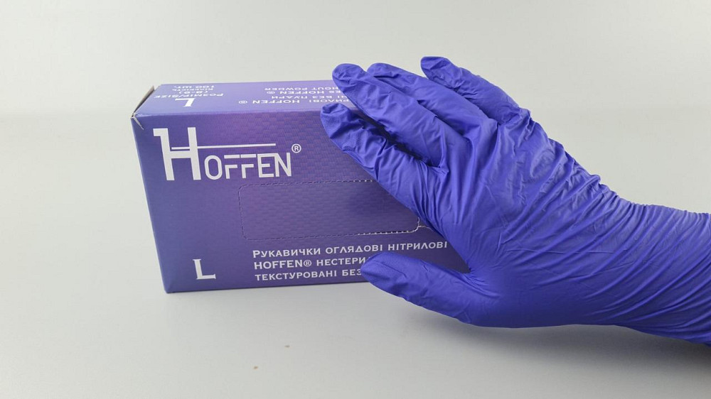 Рукавиці Нітрил Кобальтовий (100 шт.) розмір L "HOFFEN" (1 пачка) Харків - фото 3