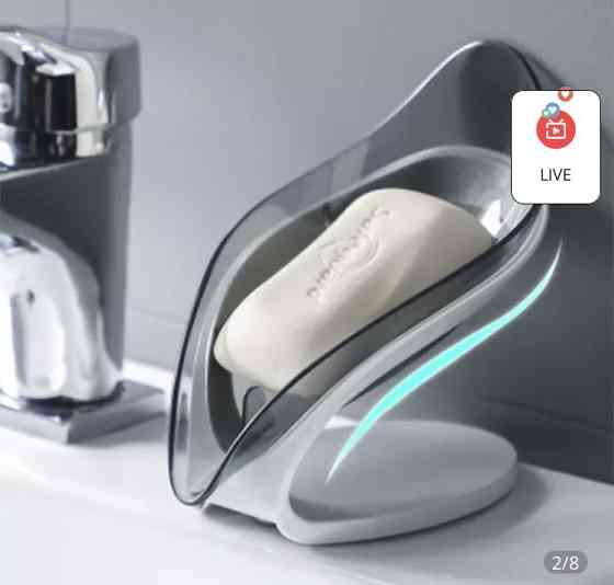 Мыльница для ванной на присоске, мыльница со сливом для воды, серая, размер 9*14 см Киев