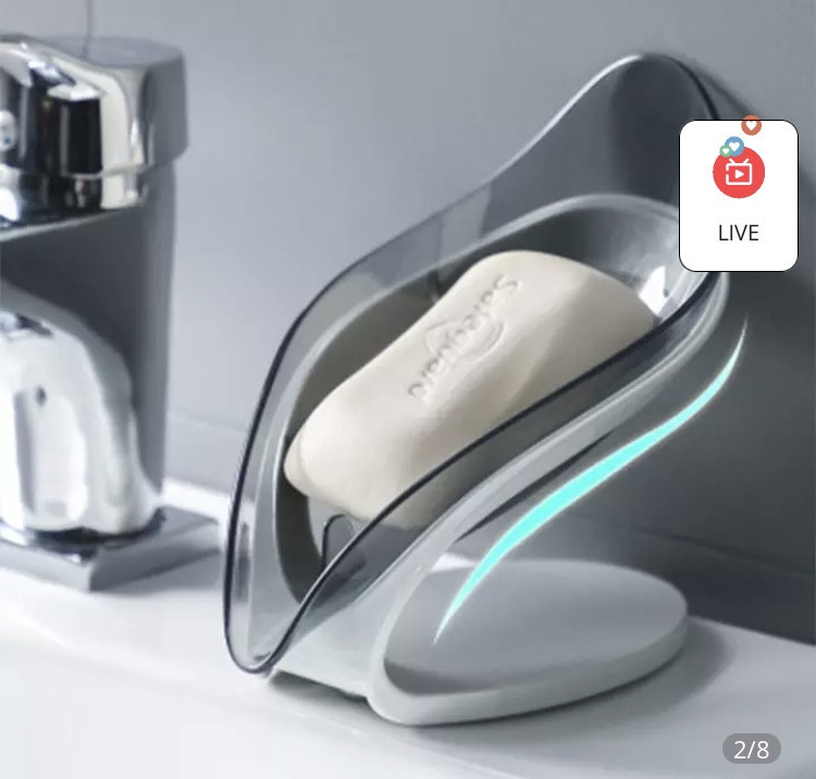 Мыльница для ванной на присоске, мыльница со сливом для воды, серая, размер 9*14 см Киев - изображение 2