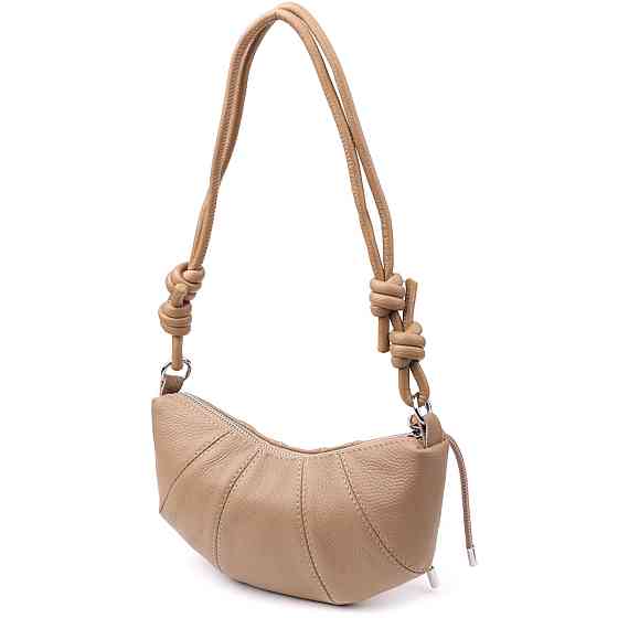 Стильна жіноча напівкругла сумка з натуральної шкіри Vintage 22933 Бежевий Київ