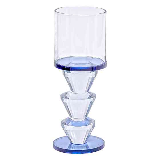 Yiwu Підсвічник скляний 6×15.7 см на одну свічку підсвічник келих на ніжці декоративний Сірий H Коломия