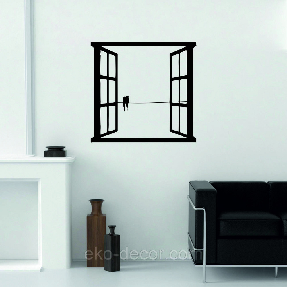 Декоративное настенное Панно «Птицы в окне» Декор на стену 90*85 см, Черный Киев - изображение 2
