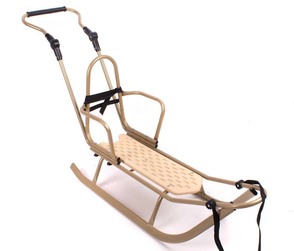 Санки дитячі Adbor Piccolino металеві зі спинкою і регульованою ручкою, для дітей Сірий Київ - фото 5