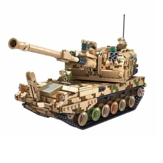 Конструктор детский.Самоходная артиллерийская установка военный танк 1648 детали, хаки Каменец-Подольский