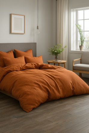 Ecotton Підковдра на блискавці Ecotton двоспальна 175х215 см фланель з бавовни Coral помаранчев Коломия