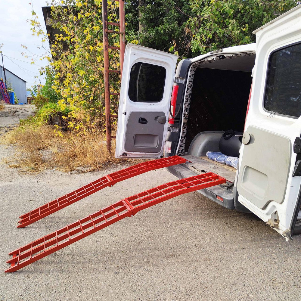 Складной заездной трап для квадроцикла, рампа для мотоцикла и мини-трактора, стальная, красная Харьков - изображение 3