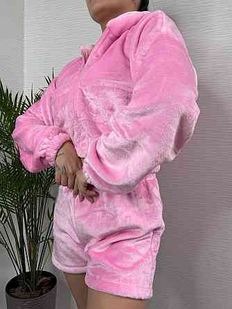 Жіноча тепла повсякденна махрова піжама щільна двостороння махра Барбі Одеса