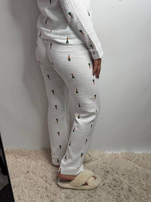 Женский комплект из натуральной ткани Морковка, Молочный, M-L Харьков - изображение 4