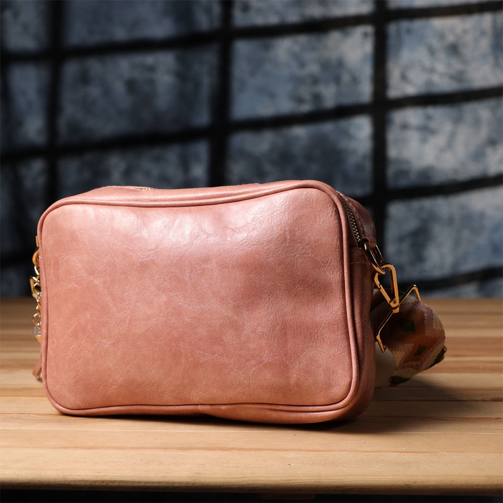 Жіноча сумка з плюшевою вставкою на лицьовій стороні з екошкіри Vintage sale_15133 Рожевий Київ - фото 8