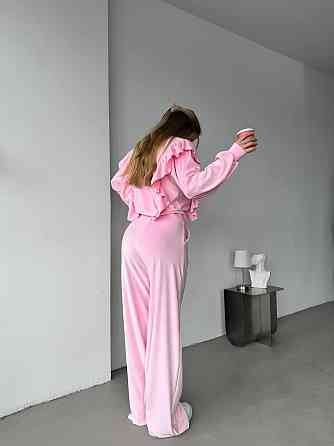 Женский нежный костюм двойка: кофта и штаны из велюра Одесса