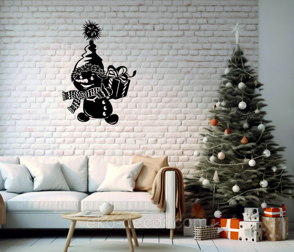 Декоративное настенное Панно «Снеговик», Декор на стену 110*77 см, Черный Киев - изображение 6