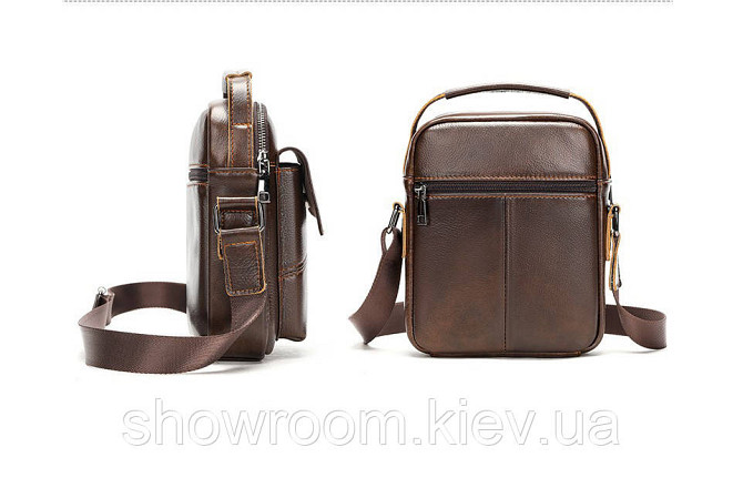 Мужская кожаная удобная сумка Leather Collection (5030)коричневая Киев - изображение 3