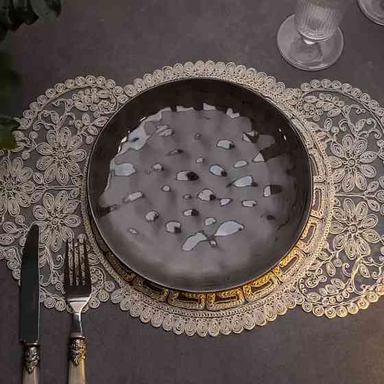 TS Kitchen Тарілка сервірувальна кругла порцелянова 22 см коричнева Киев