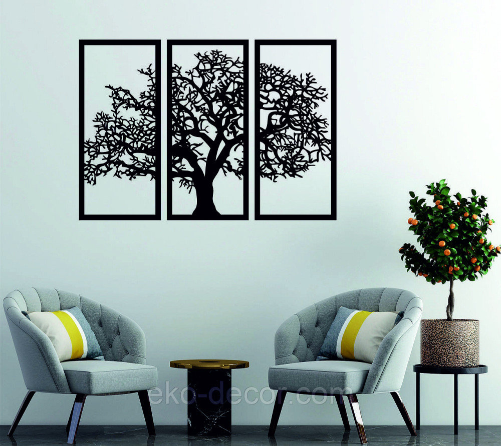 Декоративное настенное Панно «Дерево», Декор на стену 70*99 см, Черный Киев - изображение 2