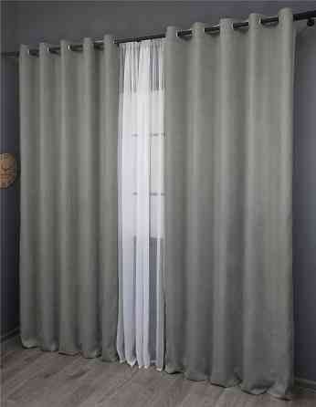 Комплект штор из ткани микровелюр Petek цвет светло-серый 1477ш Киев