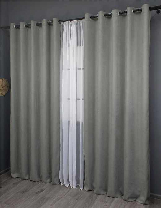 Комплект штор из ткани микровелюр Petek цвет светло-серый 1477ш Киев - изображение 4
