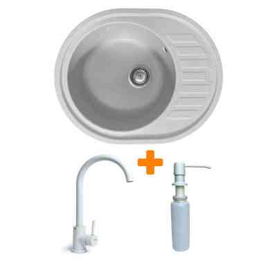 Мойка кухонная Adamant Ovum Old stone + змішувач + дозатор (1824296900410) Вінниця