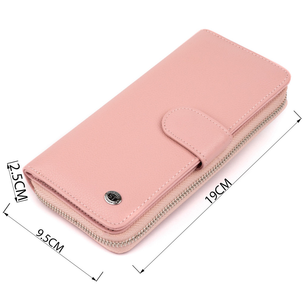 Вертикальний місткий гаманець зі шкіри жіночий Рожевий (ST Leather) Київ - фото 7