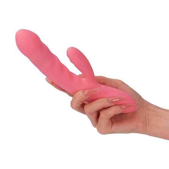 Вибратор-кролик Svakom Avery Strawberry Pink с двигающимся стволом, движение вперед-назад Sex Aura Киев