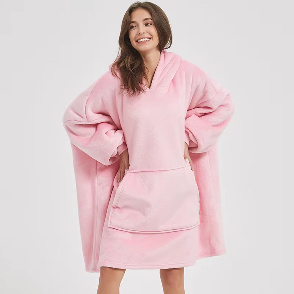 Плед толстовка с капюшоном (100х80см) HUGGLE HOODIE, Розовый / Плед-худи / Оверсайз толстовка плед с капюшоном Киев - изображение 5