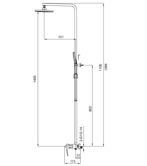 Душевая колонна со смесителем водопад Koer KB-58007-01 (Цвет хром) (KR3462) Киев - изображение 2