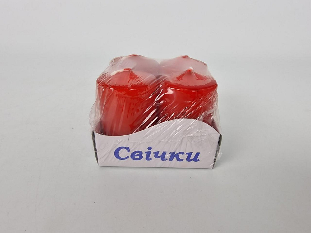 Цветная Цилиндр парафиновая свеча (40/60) КРАСНАЯ крашеная  внутри белая (4 шт) Харьков - изображение 2