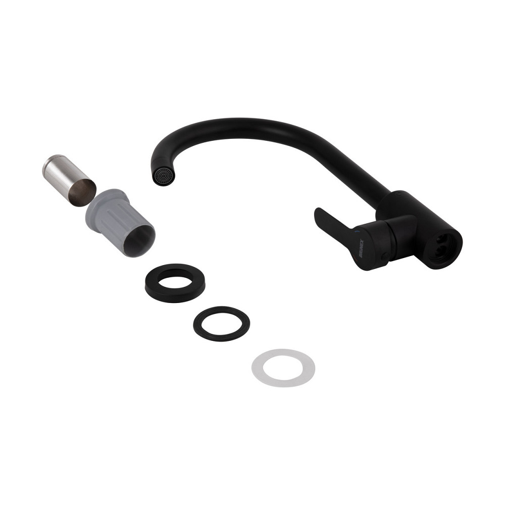 Смеситель для кухни Brinex Pure 015F U-образный Black Matt BRIPUR015FBLM Киев - изображение 9