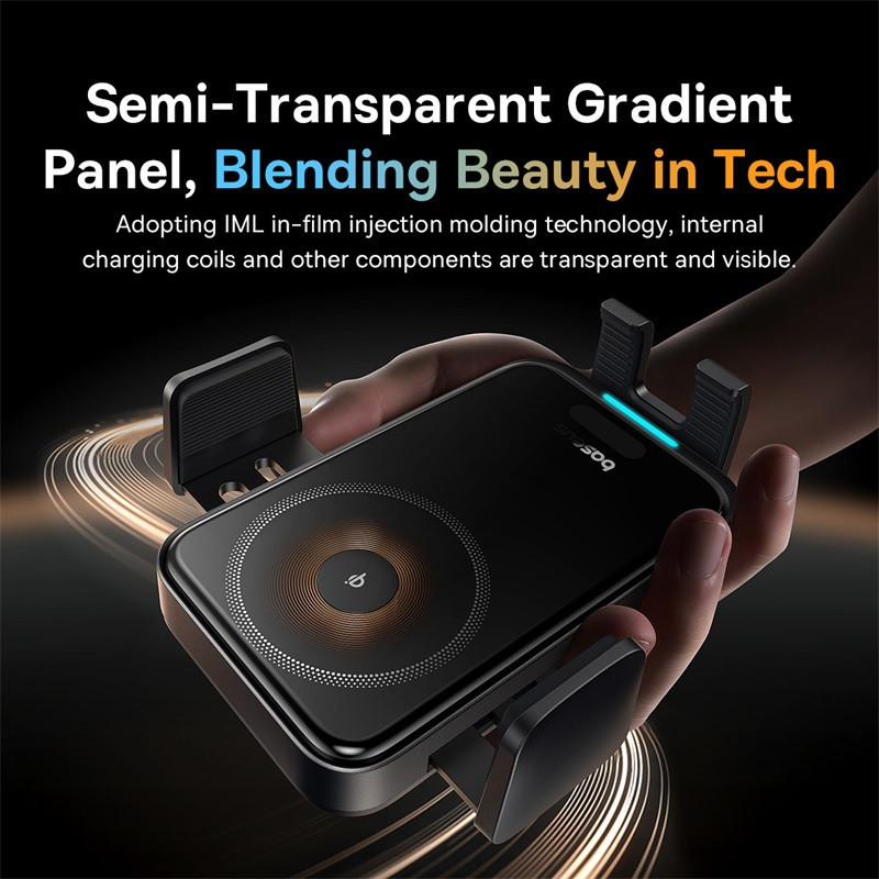 Автотримач для телефону з бездротовою зарядкою Baseus Cosmic Black Київ - фото 3