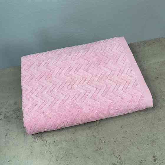 Набор махровых полотенец Жаккардовых с велюром 2шт GM Textile 50x90см, 70x140см 550г/м2 (Розовый) Сумы