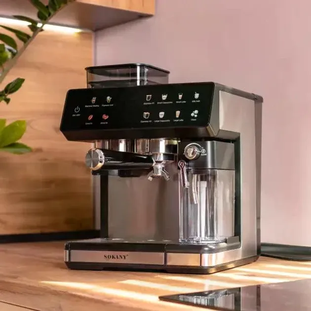 Кофемашина Sokany SK-04032 1800Вт, автоматический, двойной насос, 20 уровней помола, резервуар 2.6л, Киев - изображение 1