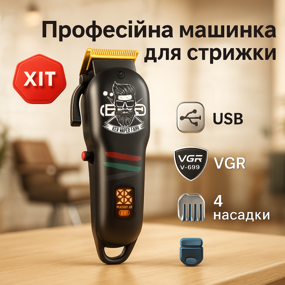 Машинка для стрижки волосся електрична VGR, Тример для волосся портативний Електромашинка MZ-23 Львів - фото 20