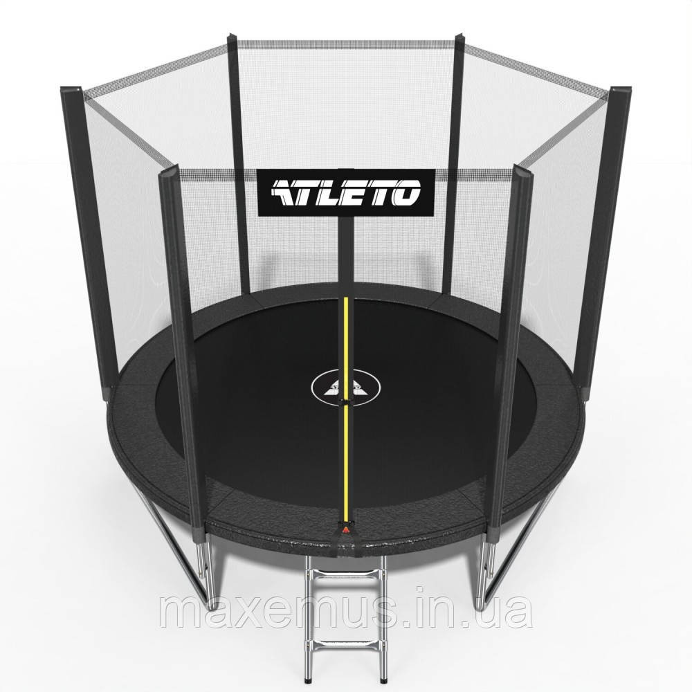Детский батут с защитной сеткой и лестницей Atleto 183 см (6 ft) Черный | Гарантия 2 года + Подарок Мостиська - фото 7