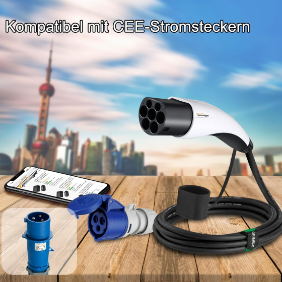 Адаптер Type 2 на CEE, [4 м | 32A | 7,2 кВт] Кабель IEC 62196 до розетки CEE, розвантажувач станції типу 2 Київ