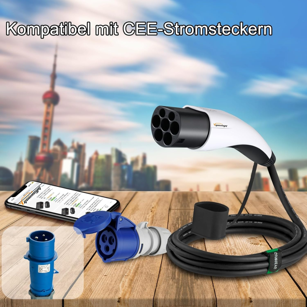Адаптер Type 2 на CEE, [4 м | 32A | 7,2 кВт] Кабель IEC 62196 до розетки CEE, розвантажувач станції типу 2 Київ - фото 3