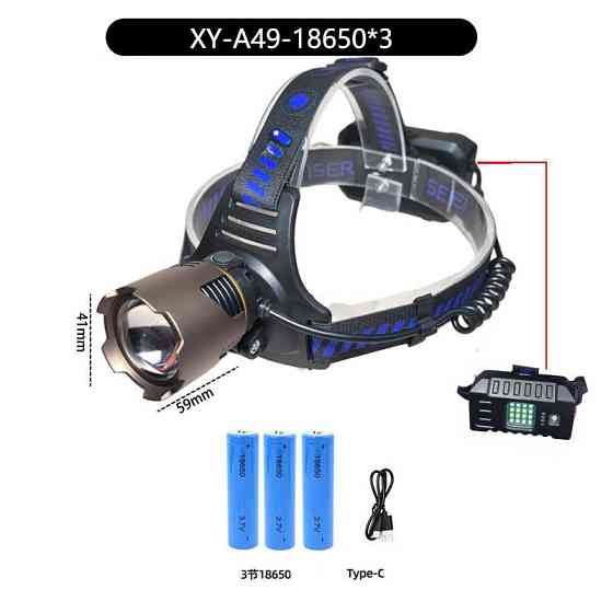 Ліхтар налобний A49-TG 3x18650 BH-65 Львів