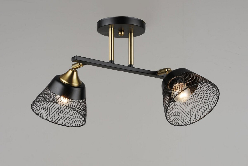 VALESO Люстра стельова на 2 плафони VALESO N6823/2, патрон E27, Лофт, Чорний+Мідь Коломия - фото 1