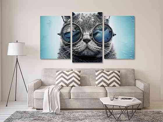 Модульная картина в гостиную / спальню Кіт в окулярах Art-588_3 100x150 см Киев