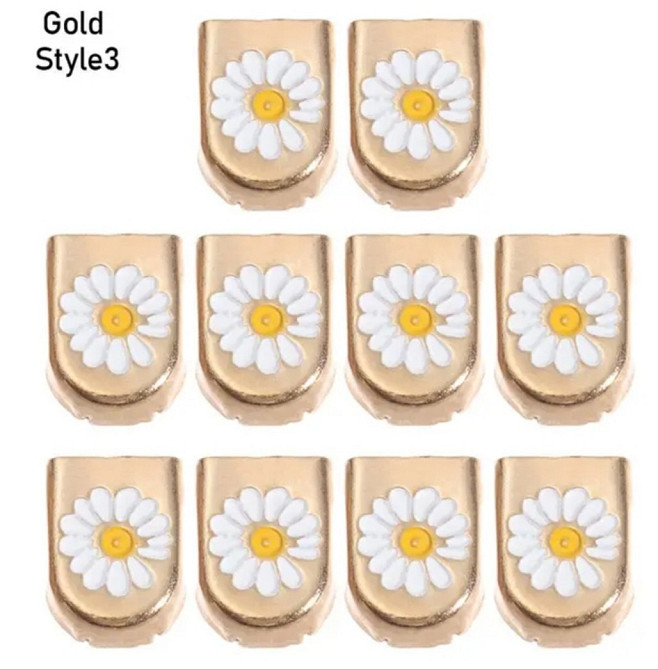 Фіксатори на шнурки Золотистий з квіткою Сміла - фото 1